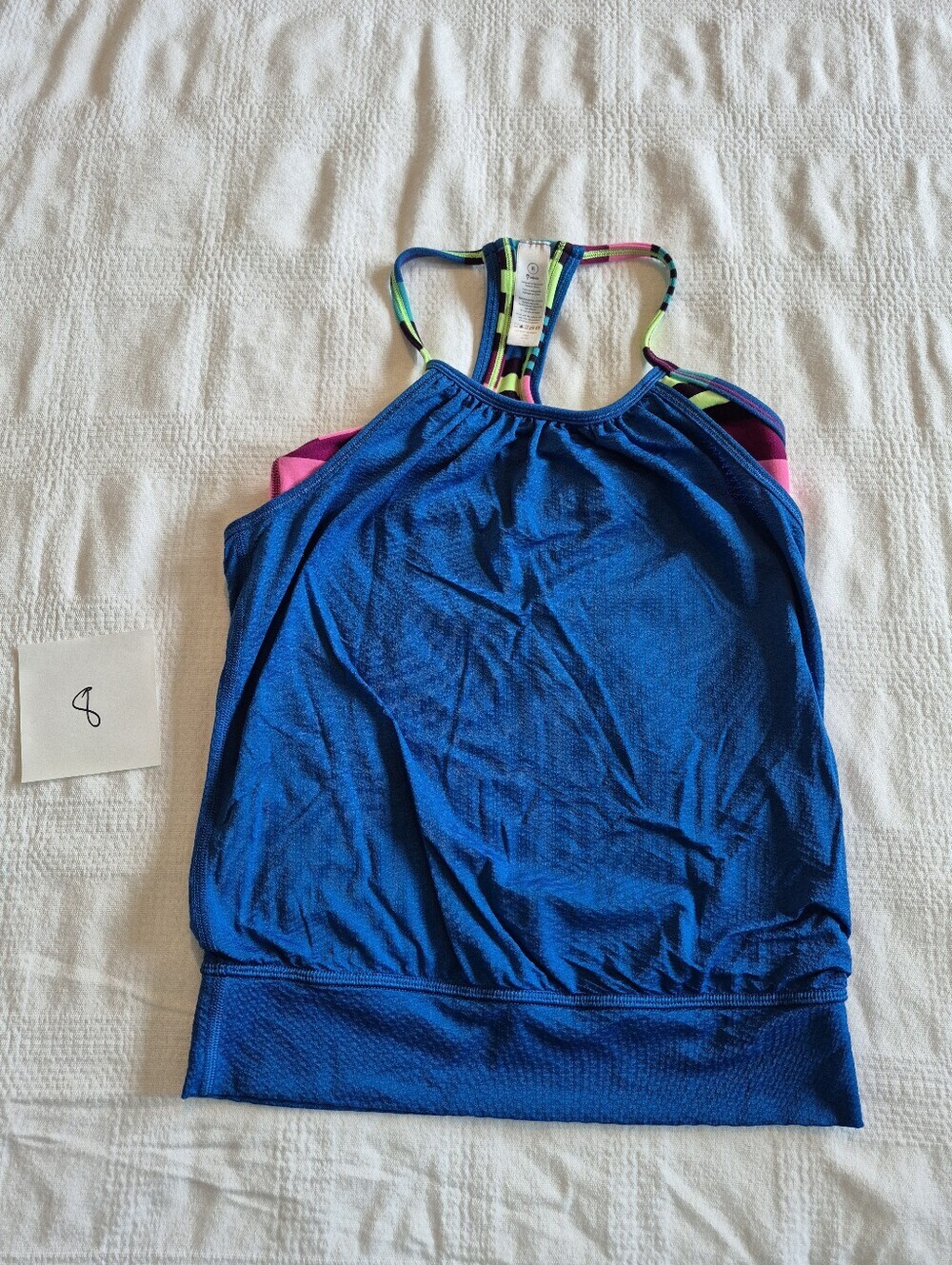 Ivivva girls size 8 blue & multi color striped tank top VGUC